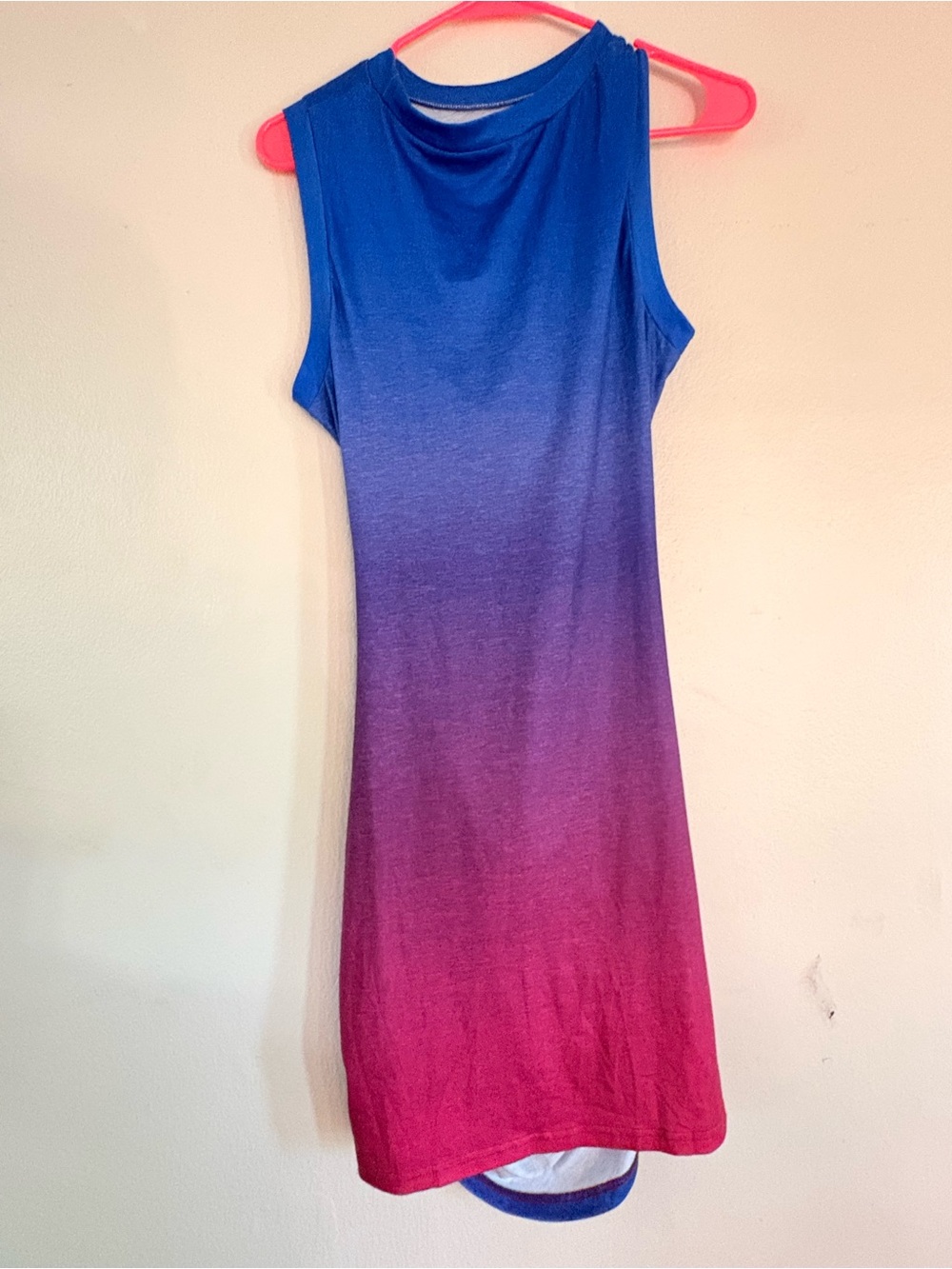 Sleeveless Ombre Midi Dress in Blue to Pink